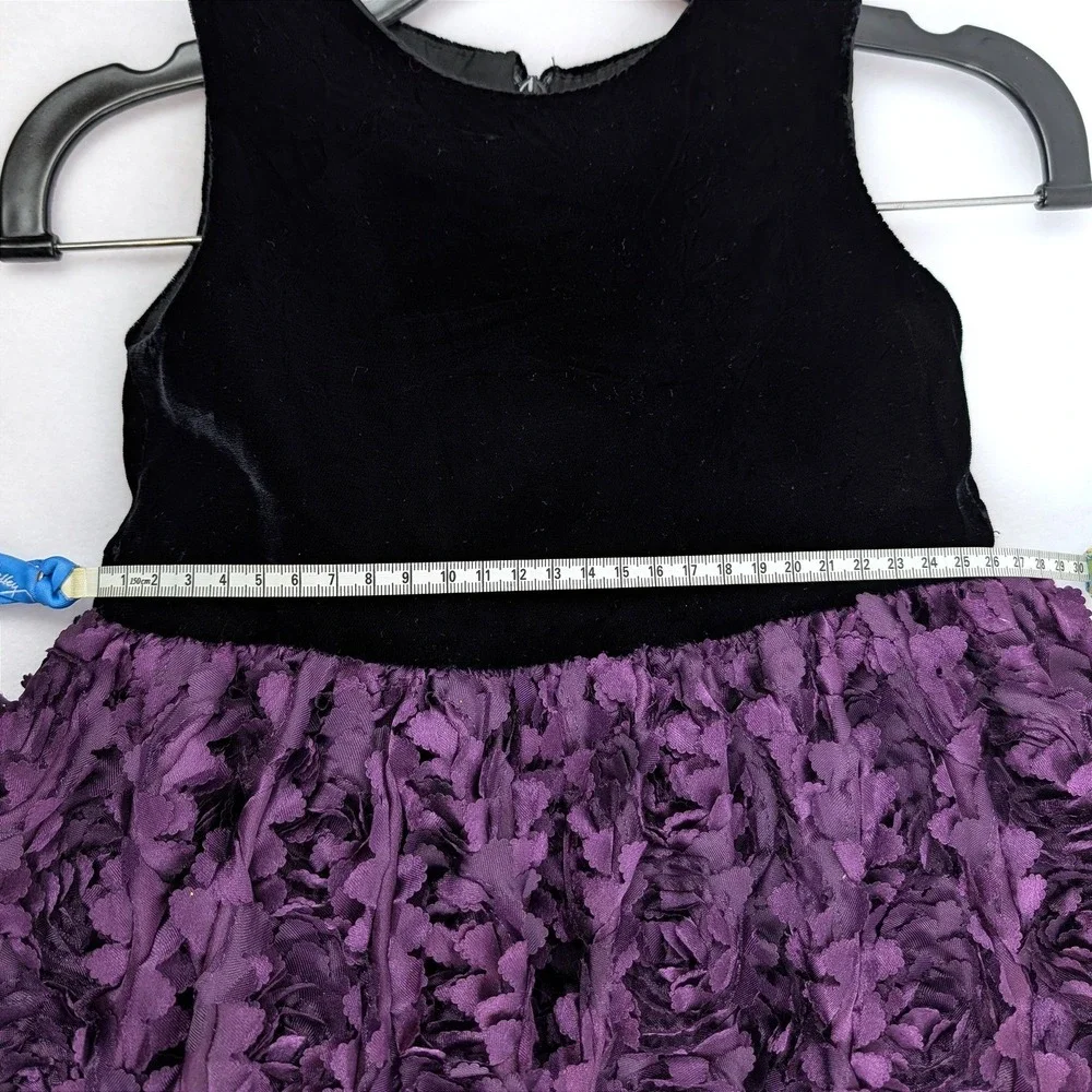 Susan‎ Riley Designs Girls 4T Velvet Rosette Party Dress Black Purple Holiday